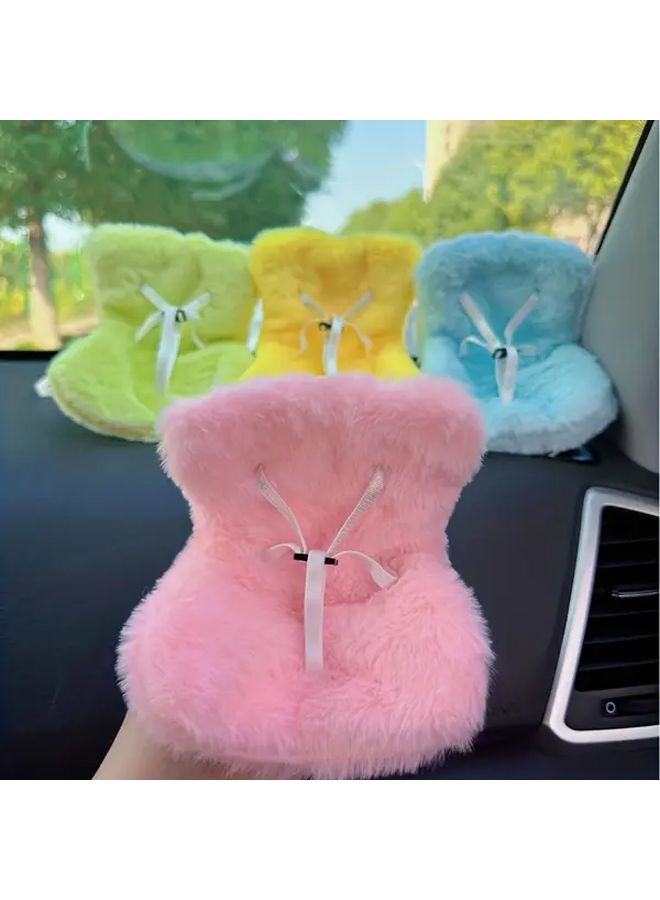Pink Mini Plush Car Seats Soft Breathable Interior Decoration Gift - Image 1