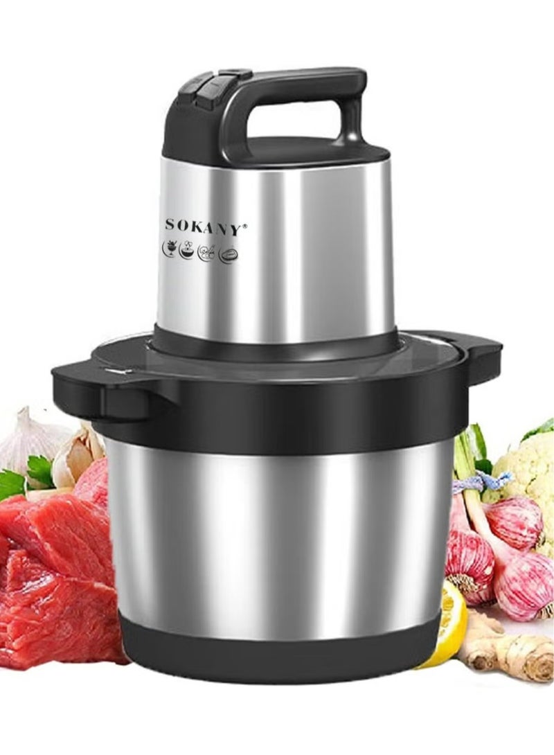 sokany 3-Speeds 6.5L Electric Meat Grinder Chopper Food Processor 4-Blades 1500W SK-YM-7033 Black/Silver  - Image 1