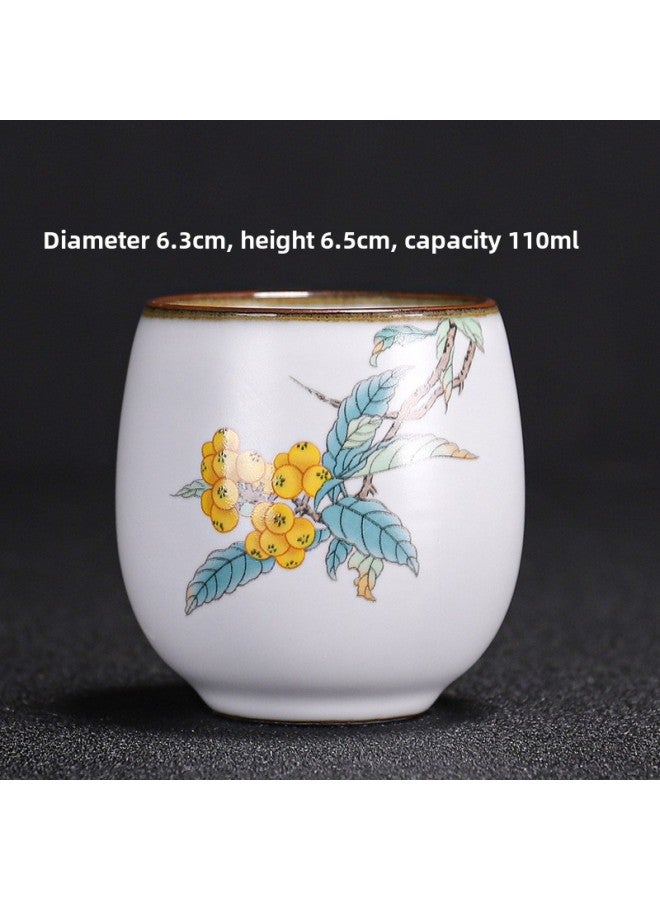 Ru Kiln Teacup Master Cup Individual Single Cup Open Piece Ice Flower Glaze Ceramic Tea Tasting Cup Kung Fu Tea Set Tea Bowl Gift Box-Color:Ru Kiln Moon White Round Melting Cup-pipa Collect And Purchase To Get A Tea Towel-Capacity:Other  - Image 1