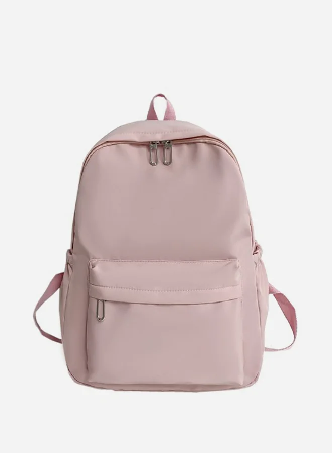 Styli Solid Front Pocket Backpack with Zip Detail