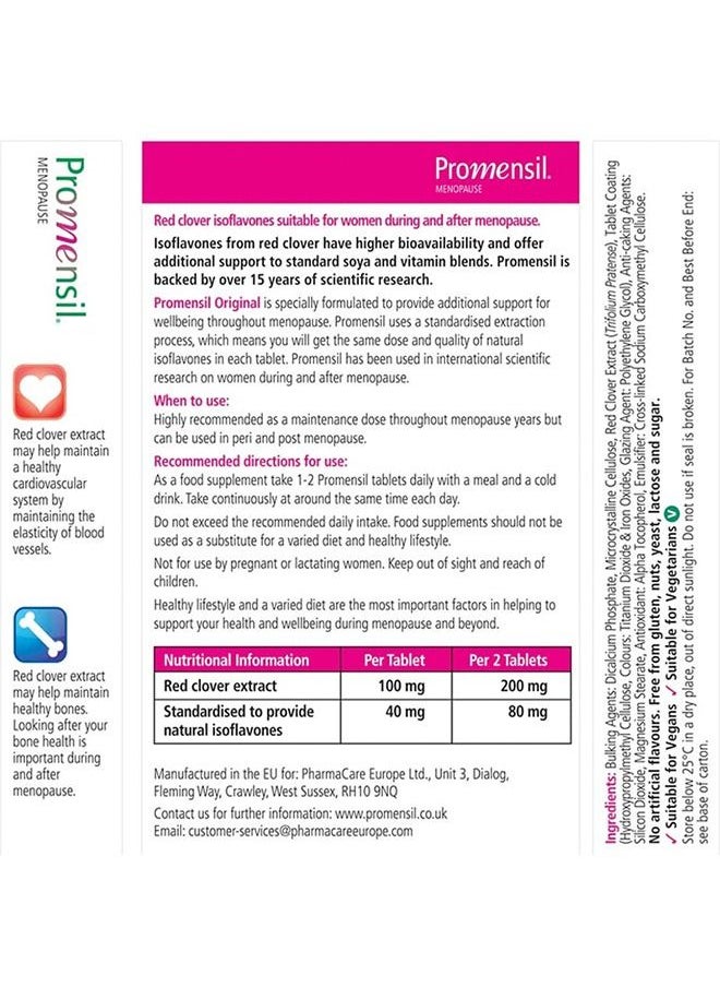 Promensil - Menopause Original Formula Tablets 40mg Red Clover Isoflavones 30'S - Image 1