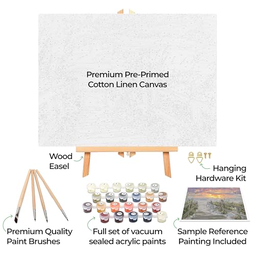 Ledgebay DIY Paint by Numbers Kit for Adults Framed Canvas: Beginner to Advanced Paint by Numbers Kit, Kits Include Acrylic Paint Set Brushes Tabletop Easel (Morning Ride 12" x 16" Framed) - Image 2