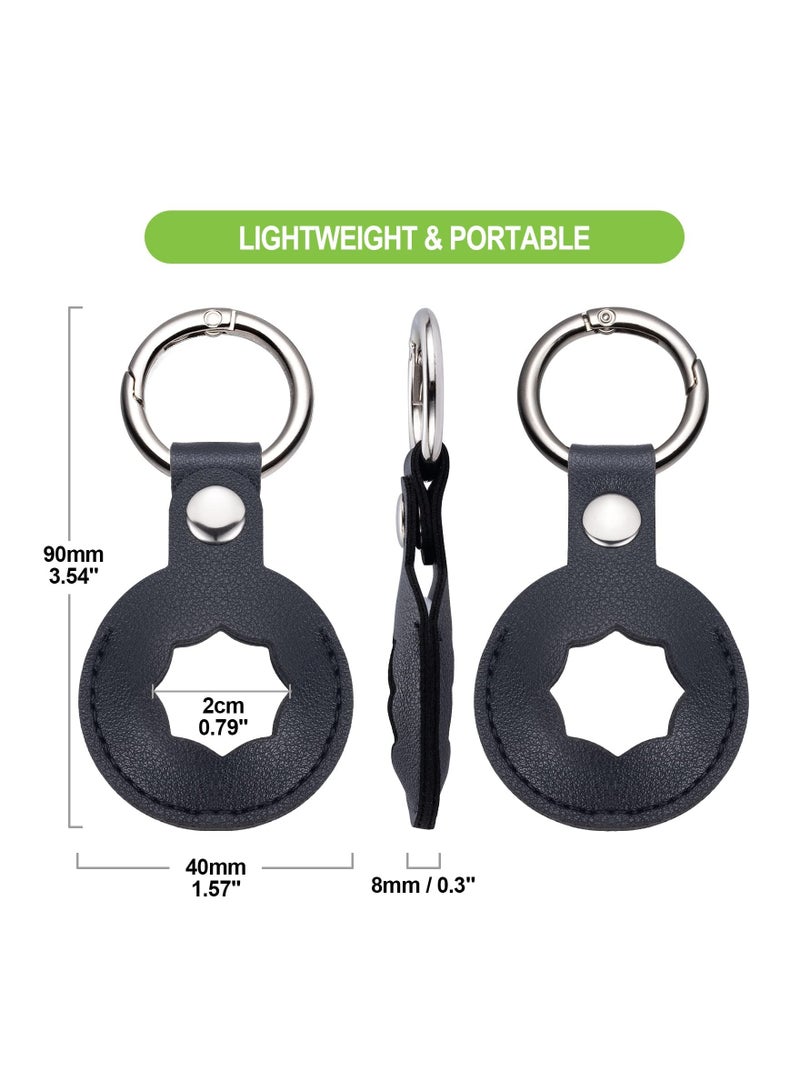 SYOSI Airtag Holder 4 Pack Air Tag Keychain for Apple Airtags Holder PU Leather for AirTags Protecting Cover Compatible Protective Case for Apple Air Tag Tracker, 4 Pack (Red, Grey, Navy Blue, Black) - Image 5