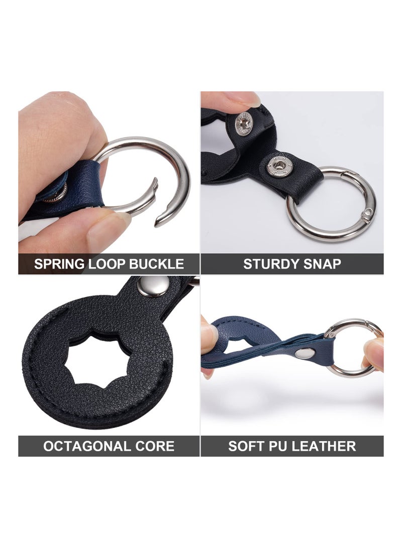 SYOSI Airtag Holder 4 Pack Air Tag Keychain for Apple Airtags Holder PU Leather for AirTags Protecting Cover Compatible Protective Case for Apple Air Tag Tracker, 4 Pack (Red, Grey, Navy Blue, Black) - Image 3