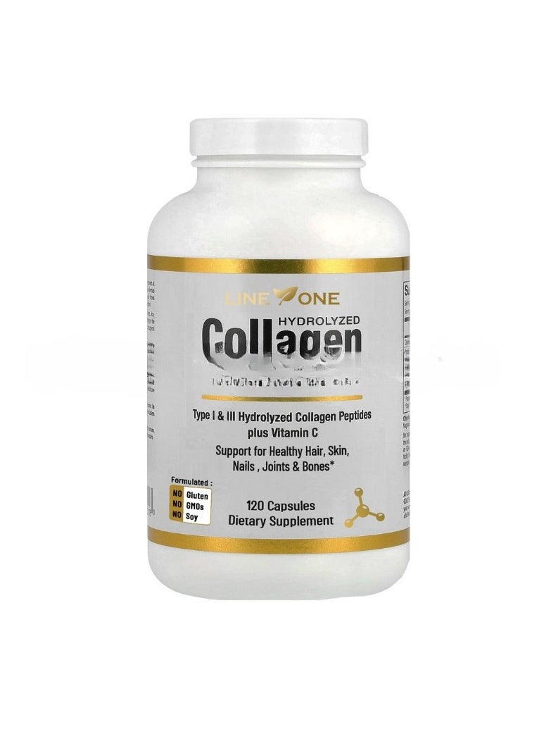 LINE ONE Collagen Vitamin C Capsules, Safe And Affective Skin Nails Hair Support Capsules, Pure Organic Ingredients Joints And Bones Support Healthy Dietary Capsules  - Image 1