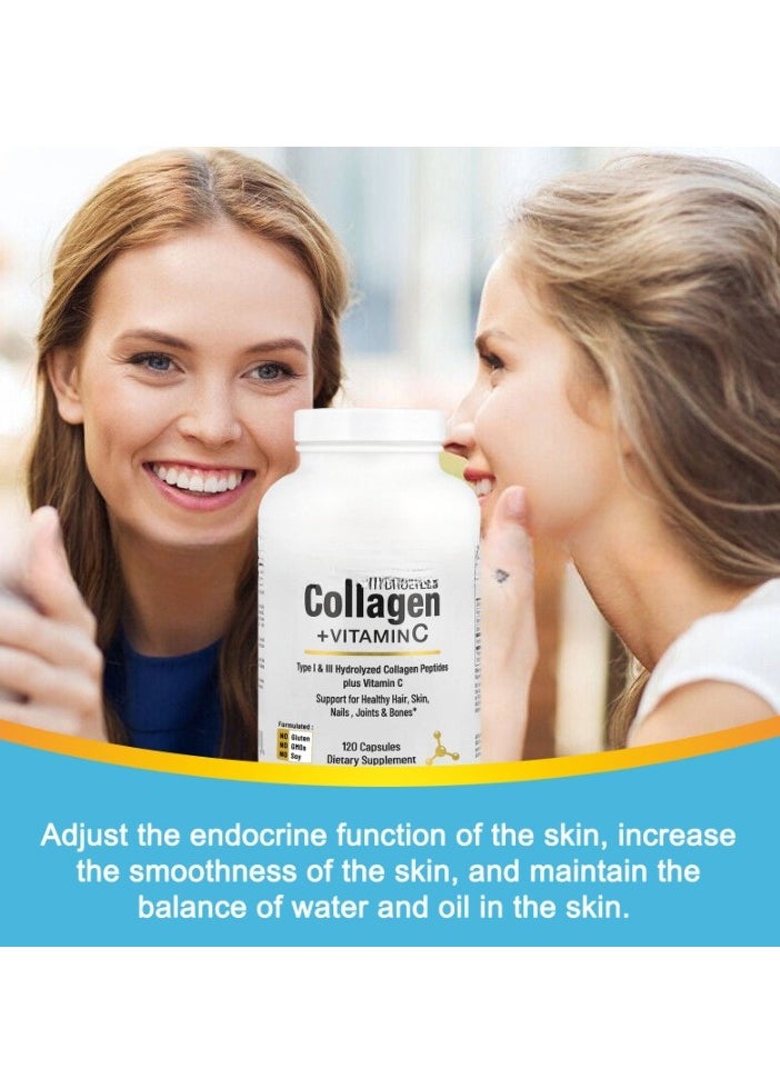 LINE ONE Collagen Vitamin C Capsules, Safe And Affective Skin Nails Hair Support Capsules, Pure Organic Ingredients Joints And Bones Support Healthy Dietary Capsules  - Image 2