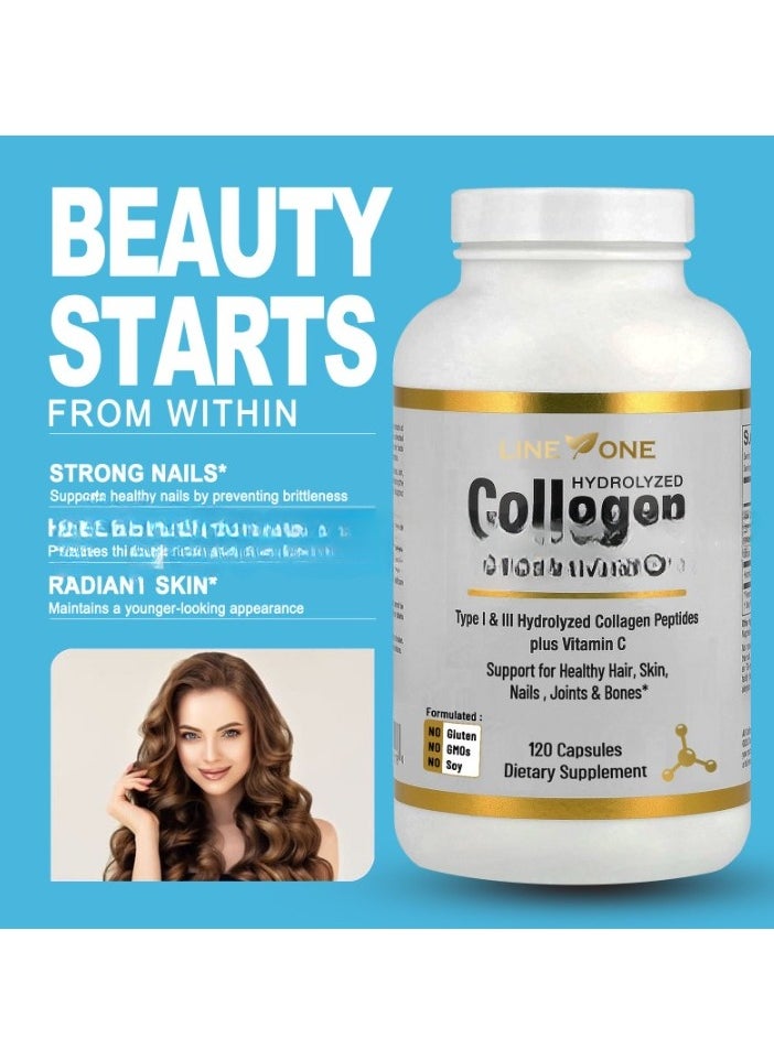 LINE ONE Collagen Vitamin C Capsules, Safe And Affective Skin Nails Hair Support Capsules, Pure Organic Ingredients Joints And Bones Support Healthy Dietary Capsules  - Image 4