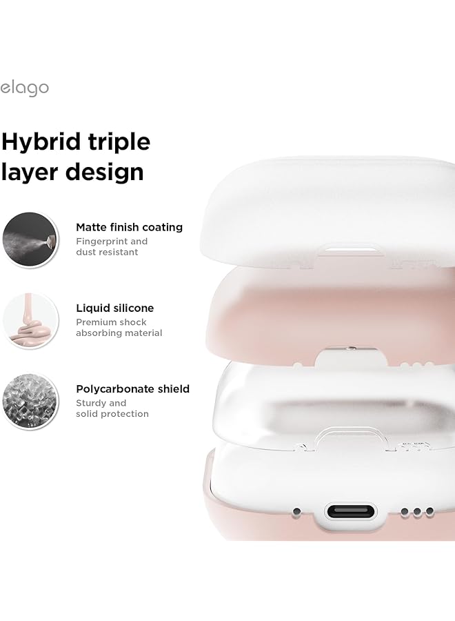 Elago Liquid Hybrid Hang Compatible With Airpods 4 Case Cover 2024 With Carabiner Pink - Image 2