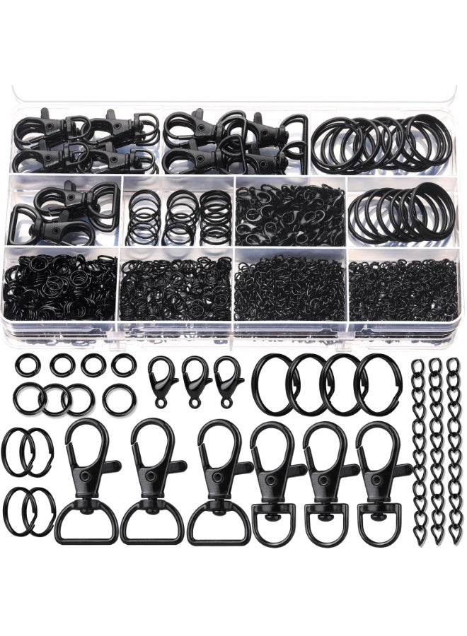 YelaJoy 524PCS Keychain Making Kit, Keychain Craft Supplies Key Chain Clips, Lanyard Snap Hooks, Key Rings and Jump Rings for Keychain, Making Supplies Jewelry Lanyard Making, Keychain Kit, Black - Image 1