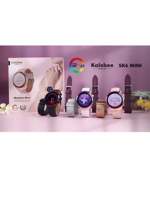 SK6 Mini Smart Watch For Women Screen AMOLED With 3 Pairs Straps Wireless Charging Multicolour