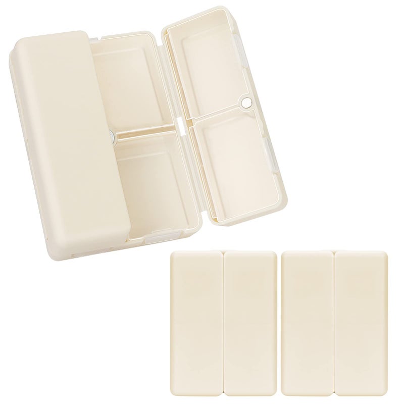 FYY Daily Pill Organizer,2 Pcs 7 Compartments Portable Pill Case Travel Pill Organizer,[Folding Design] Pill Box for Purse Pocket to Hold Vitamins,Cod Liver Oil,Supplements and Medication-White - Image 1