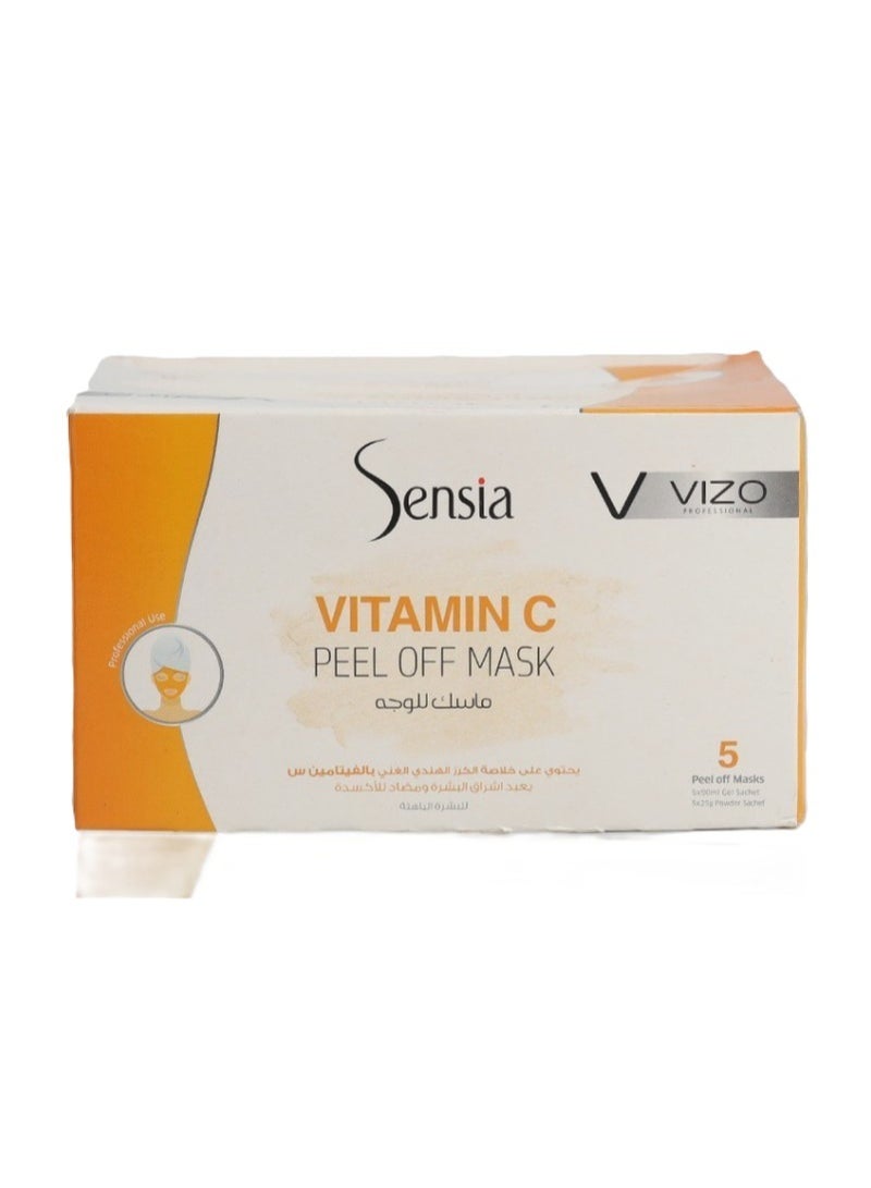 VIZO Sensia Vitamin C Peel-Off Mask – Box of 5 Treatments (25g / 90ml) Skin Brightening & Radiance Boost