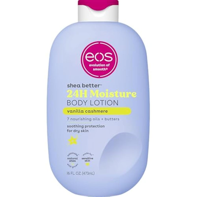 eos Shea Better Body Lotion Vanilla Cashmere, 24-Hour Moisture Skin Care, Lightweight & Non-Greasy, Natural Shea, Vegan, Vanilla Body Lotion, 16 fl oz - Image 1