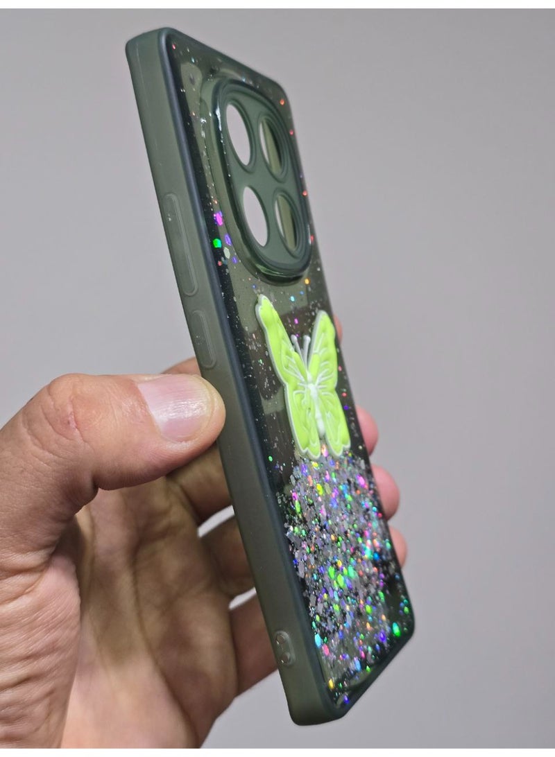 غطاء خلفي عليه فراشة متوافق مع هاتف شاومي ريدمي نوت 14 Pro Plus - Image 2