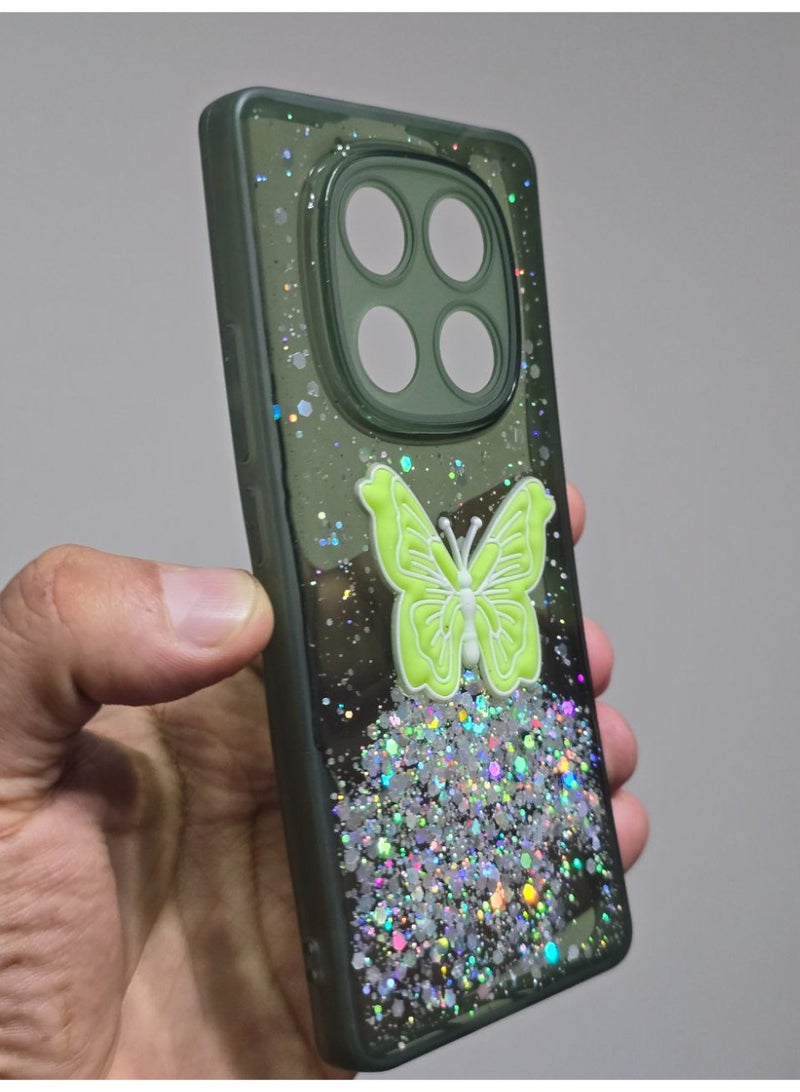 غطاء خلفي عليه فراشة متوافق مع هاتف شاومي ريدمي نوت 14 Pro Plus - Image 3