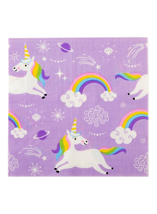 Restaurantware 13 Inch Paper Luncheon Napkins, 500 Magical Unicorn Design Printed Napkins - 3-Ply, Textured Edges, Purple Paper Decorated Napkins, Soft And Strong, For Parties Or Catering Events - Image 2