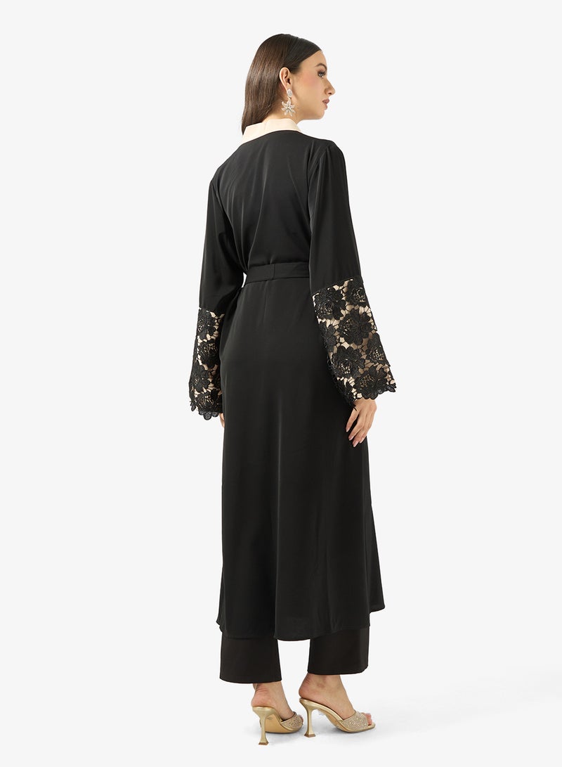 Khizana Lace Sleeve Abaya - Image 2