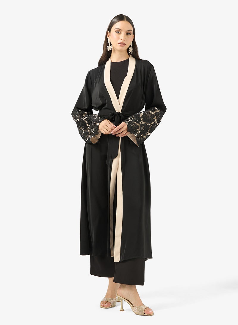 Khizana Lace Sleeve Abaya - Image 1