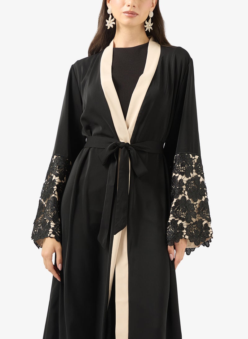 Khizana Lace Sleeve Abaya - Image 3