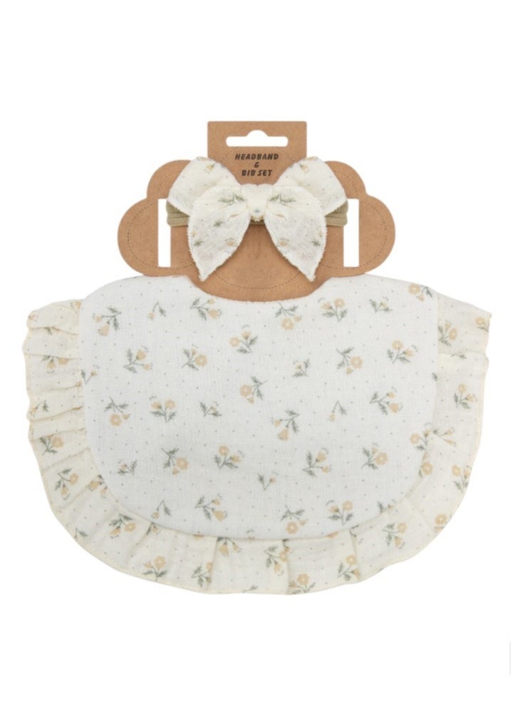 Bambimici - Bambimici -Bella Baby Bib Set for Babies -Flower Print Cream - Image 1