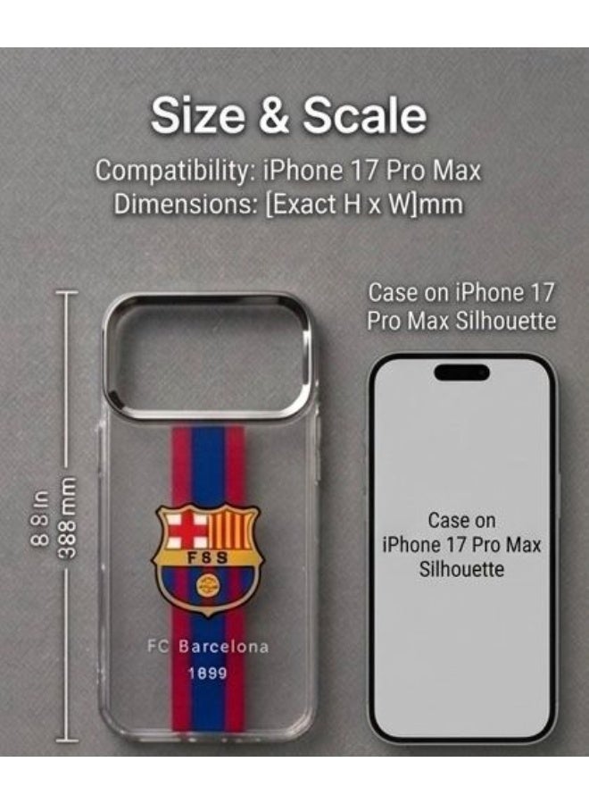 BUYCO Clear Case for iPhone 17 pro max with FC Barcelona Design, Transparent Shockproof Cover with Camera Protection, Slim Protective Phone Case - Image 4