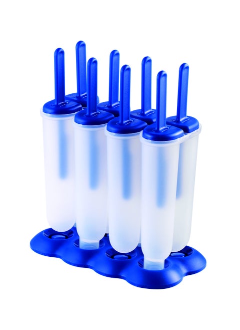 Tovolo Popsicle Molds with Sticks 4Pack Twin Pops  Reusable Ice Pop Molds  Sticks for Homemade Flavored Ice Pops  Frozen Snacks  Popsicle Maker with Stand Dishwasher Safe  BPAFree  Blue