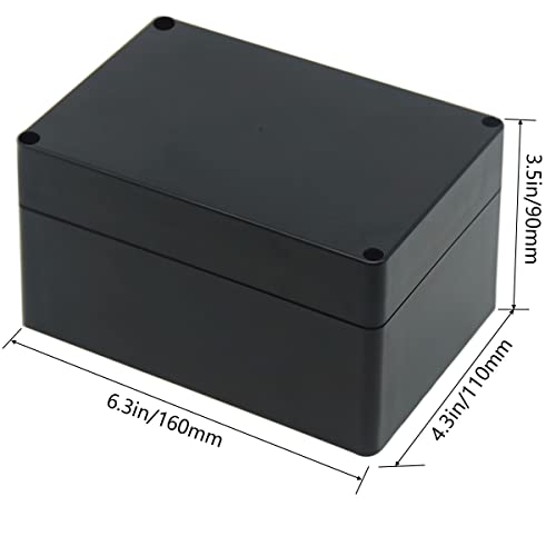 Zulkit Junction Box, Zulkit Project Box IP65 Waterproof Outdoor Box ABS Plastic Electrical Boxes Electronic Enclosure Black 6.3 x 4.3 x 3.5 inch(160 x 110 x 90 mm)(Pack of 1) - Image 2