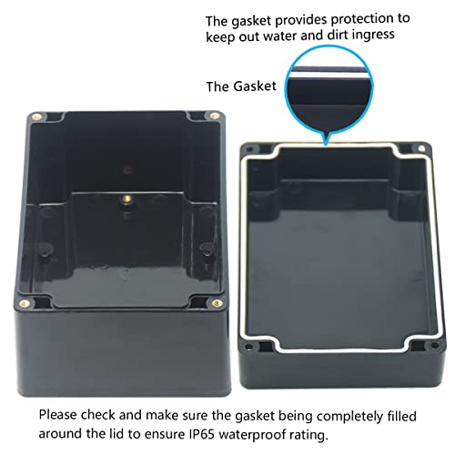 Zulkit Junction Box, Zulkit Project Box IP65 Waterproof Outdoor Box ABS Plastic Electrical Boxes Electronic Enclosure Black 6.3 x 4.3 x 3.5 inch(160 x 110 x 90 mm)(Pack of 1) - Image 4