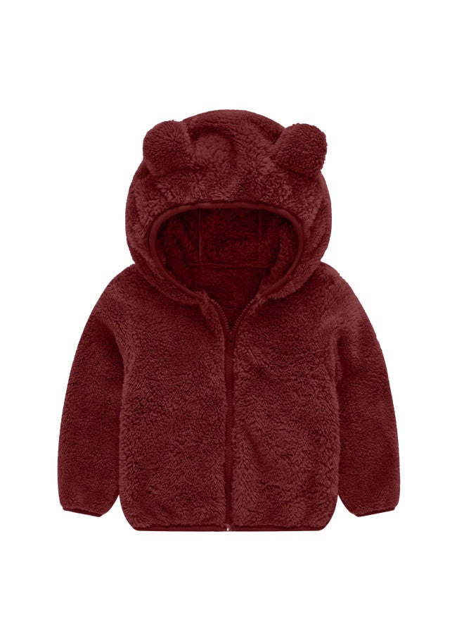 New Baby Kids Bear Ears Cute Coat Baby Boys And Girls Solid Color Hoodie Jacket Children's Wool Sweater