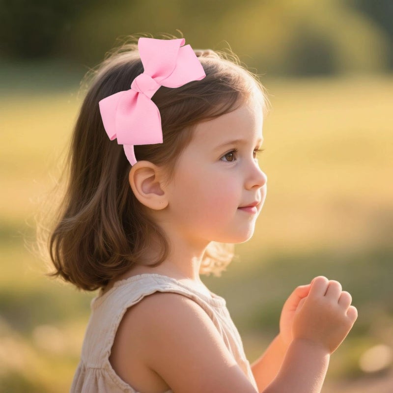 7Rainbows Fashion Cute Rose Pink Bow Headband for Girls Toddlers. - Image 2