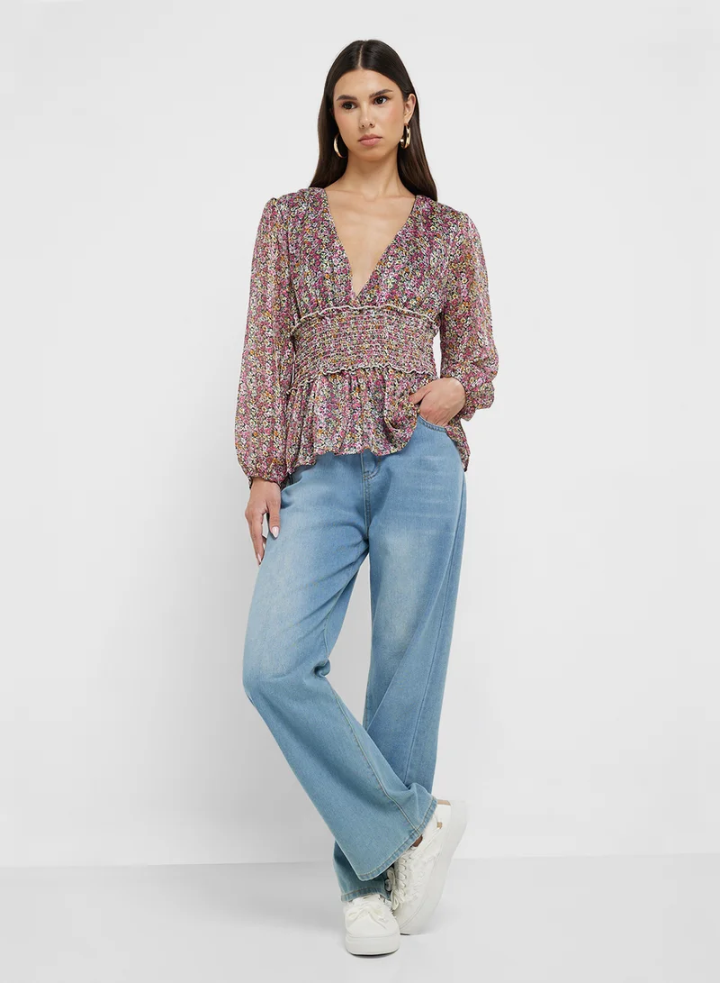 Ginger V Neck Ruffled Top