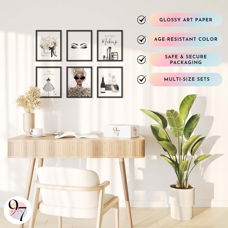 97 Decor Glam Grey Fashion Wall Decor - 6 Pcs Makeup Posters, Silver And Black Glam Wall Art for Women Makeup Room, Silver High Heel Prints, Silver Bedroom Decor for Girls (8x10 UNFRAMED) - Image 5