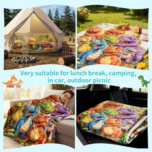 Dojavop Dinosaur Blanket for Boys Girls 3D Print Dinosaur Throw Dino Blanket for Toddler Boys Kids Cute Smiling Dinosaurs HD Digital Print Flannel Ultra Soft Lightweight All Season(40"x50") - Image 4