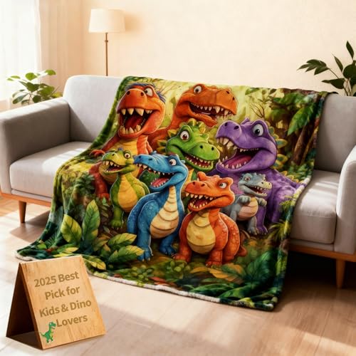 Dojavop Dinosaur Blanket for Boys Girls 3D Print Dinosaur Throw Dino Blanket for Toddler Boys Kids Cute Smiling Dinosaurs HD Digital Print Flannel Ultra Soft Lightweight All Season(40"x50") - Image 1