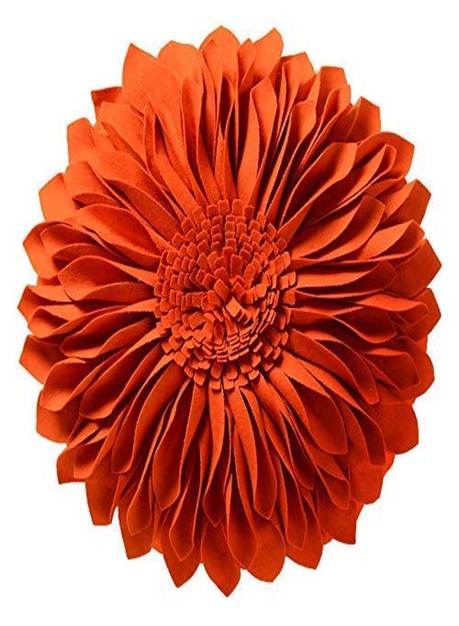 JWH Decorative Flower Throw Pillow Covers Round 3D Sunflower Accent Pillow Cases Floral Pillowcase Handmade Cushion for Couch Bed Living Room Bedroom Decor 12 Inch Orange - Image 1
