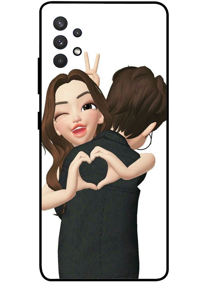 EYE CATCH Protective Case Cover For Samsung Galaxy A32 4G Smart Series Printed Protective Case Cover for Samsung A32 4G Girl Making Heart - Image 1