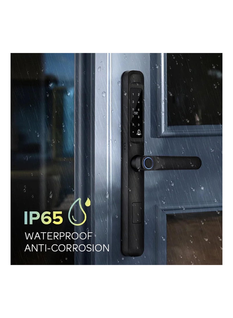 Smart Door Lock, 6-in-1 Door Handle with Remote WiFi Weatherproof, Fingerprint Keyless Security Entry Door Lock, Electronic Deadbolt, Smartphone Access, Smart Door Handle for Home Apartment - Image 3