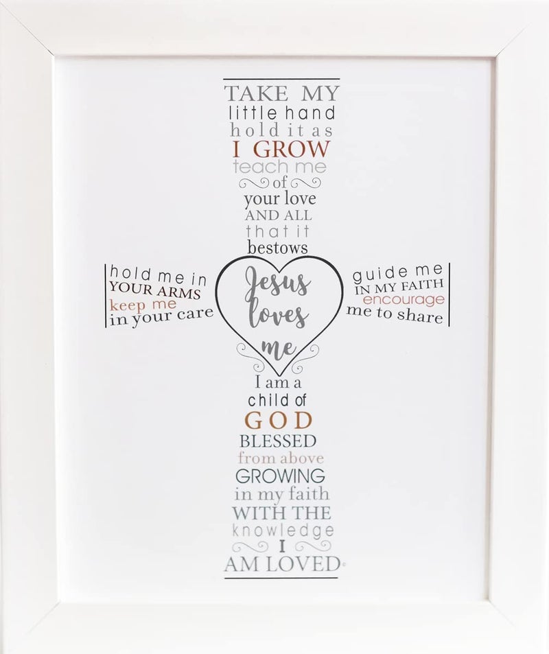 The Grandparent Gift Co Jesus Loves Me Frame for Babys Baptism Dedication or Christening Made in USA Frame Gift for GranddaughterGrandsonGodsonGoddaughter on Christening Baptism Dedication White Regular 