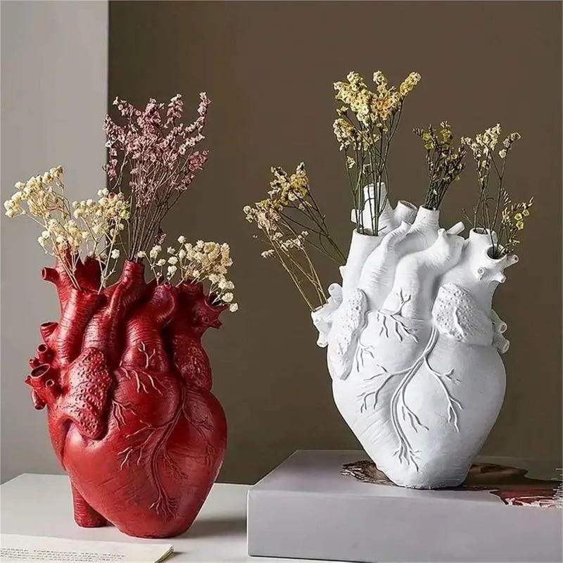 Simulation Heart Shape Resin Vase Heart-Shaped Arrangement Potted Plant(White) - Image 3