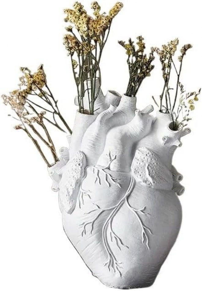 Simulation Heart Shape Resin Vase Heart-Shaped Arrangement Potted Plant(White) - Image 1
