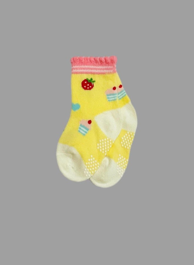 Freshfoot Cute And Colorful Organic Anti-Skid Cotton Ankle Socks For New Born Baby Combo Set (0-6 Months), ankle length, Multicolour - Image 4