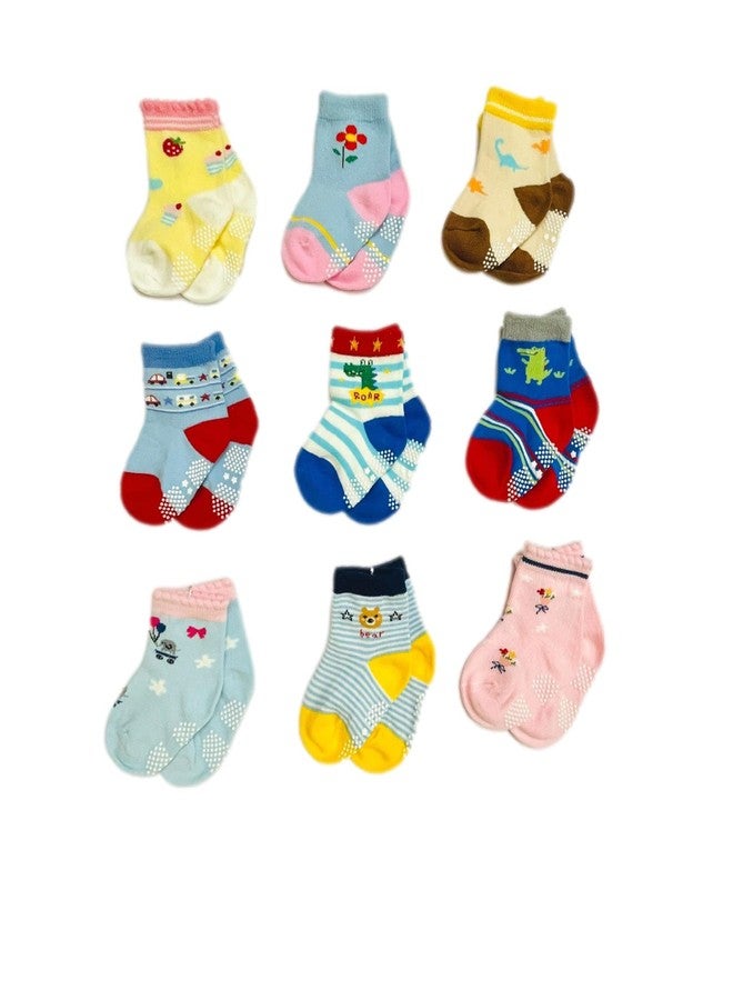 Freshfoot Cute And Colorful Organic Anti-Skid Cotton Ankle Socks For New Born Baby Combo Set (0-6 Months), ankle length, Multicolour - Image 1