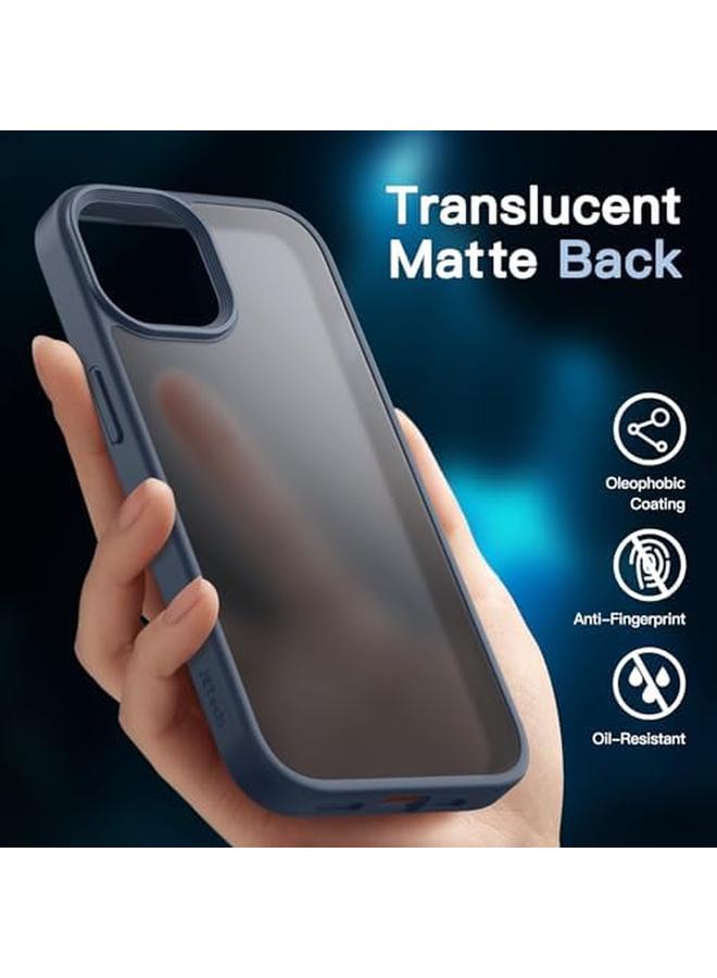 Jetech 5 In 1 Matte Case For Iphone 15 6.1 Inch With 2 Pack Each Tempered Glass Screen Protector And Camera Lens Protector Translucent Back Shockproof Phone Cover Storm Blue - Image 3