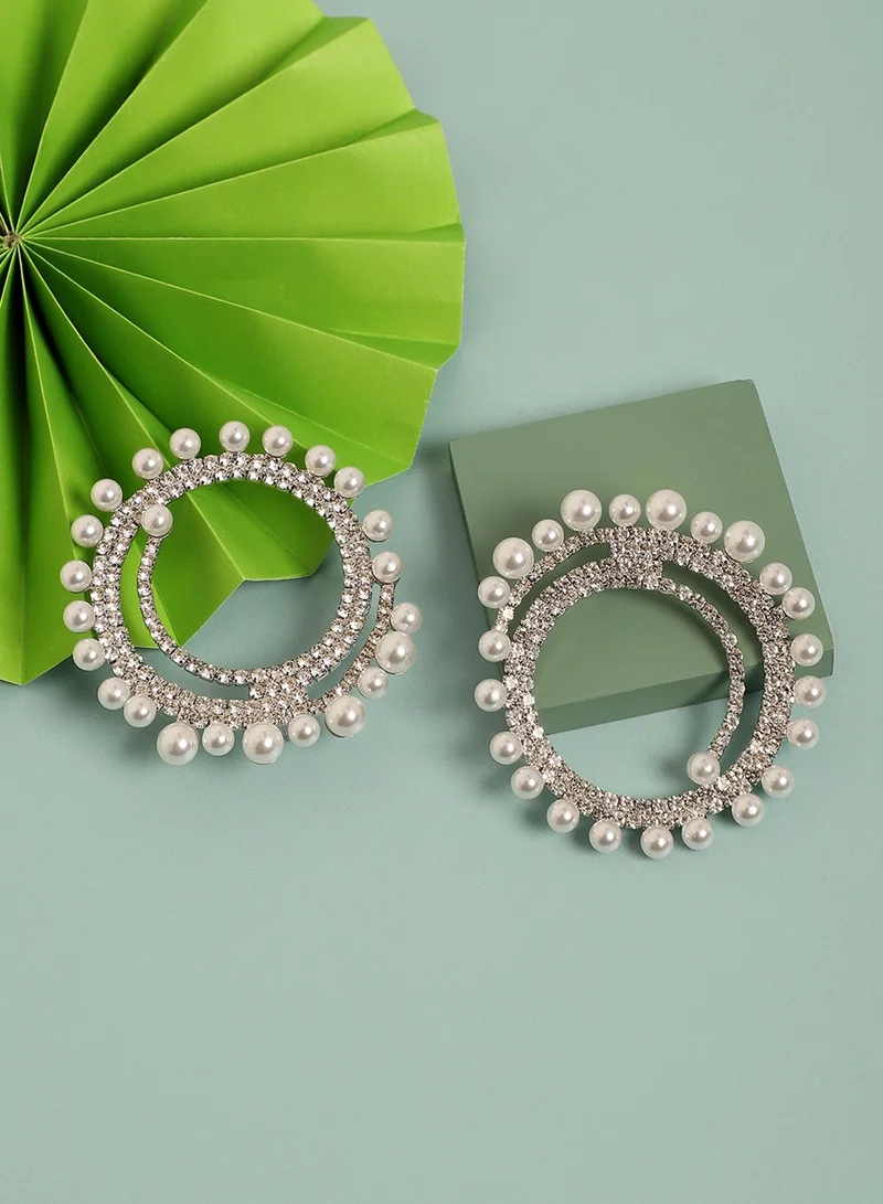 SOHI Radiant Circles Artificial Hoop Earring Jewellery