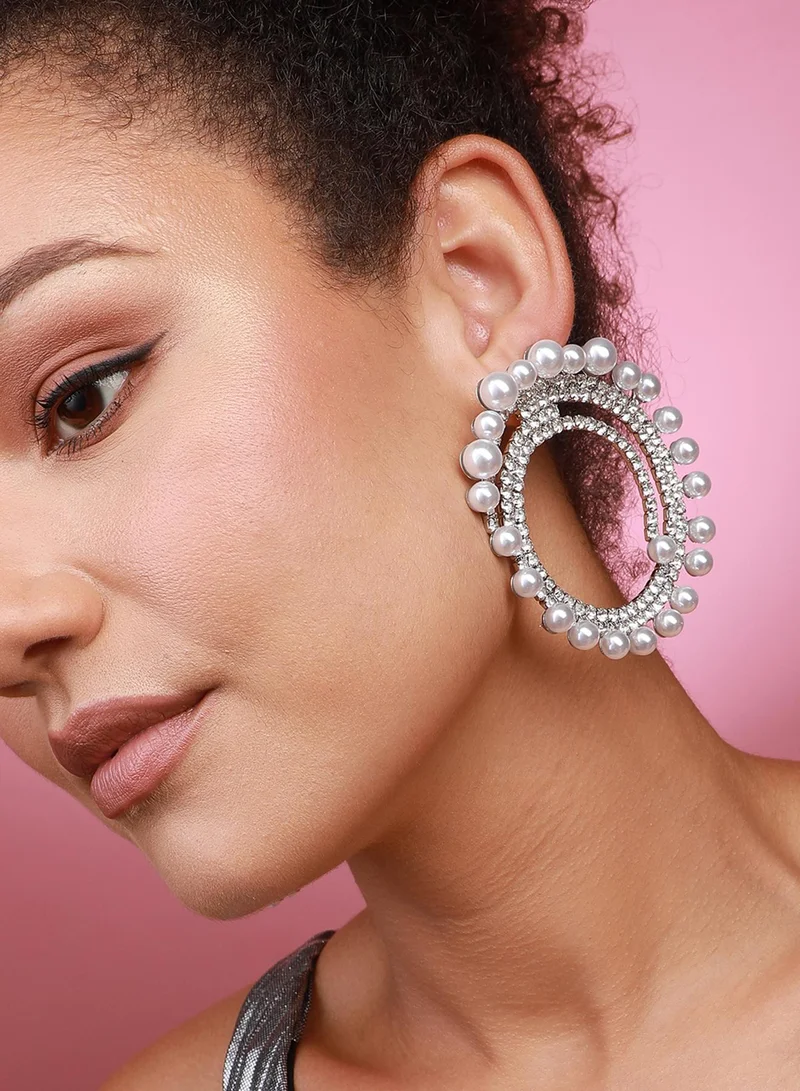 SOHI Radiant Circles Artificial Hoop Earring Jewellery