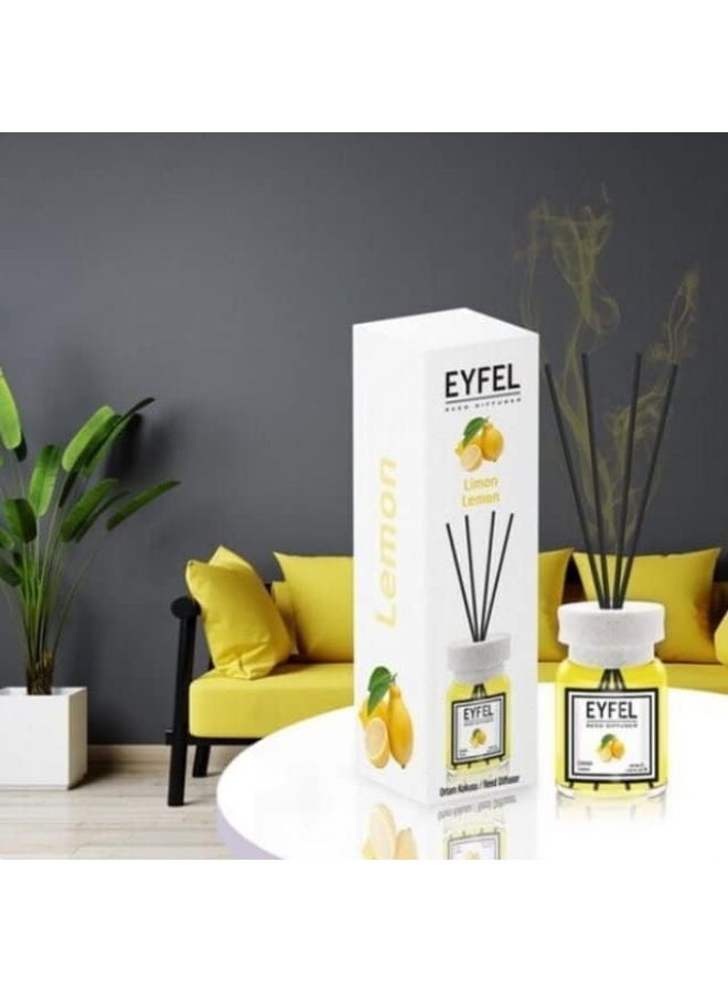 آيفيل موزّع عطر عيدان بالليمون من EYFEL، 120 مل | عطر يدوم طويلًا للمنزل والمكتب | رائحة حمضيات منعشة مع عيدان - Image 2