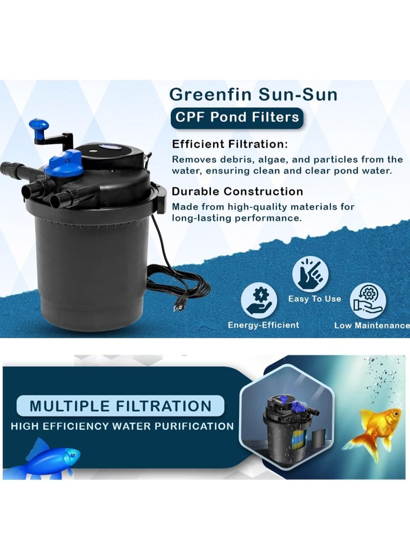 SunSun Series Bio Pressure Pond Filter (CPF-10000 | 11W UV Light) – Water Treatment Circulating Aquarium Equipment for a Clean Pond (Color: Black) - Image 2