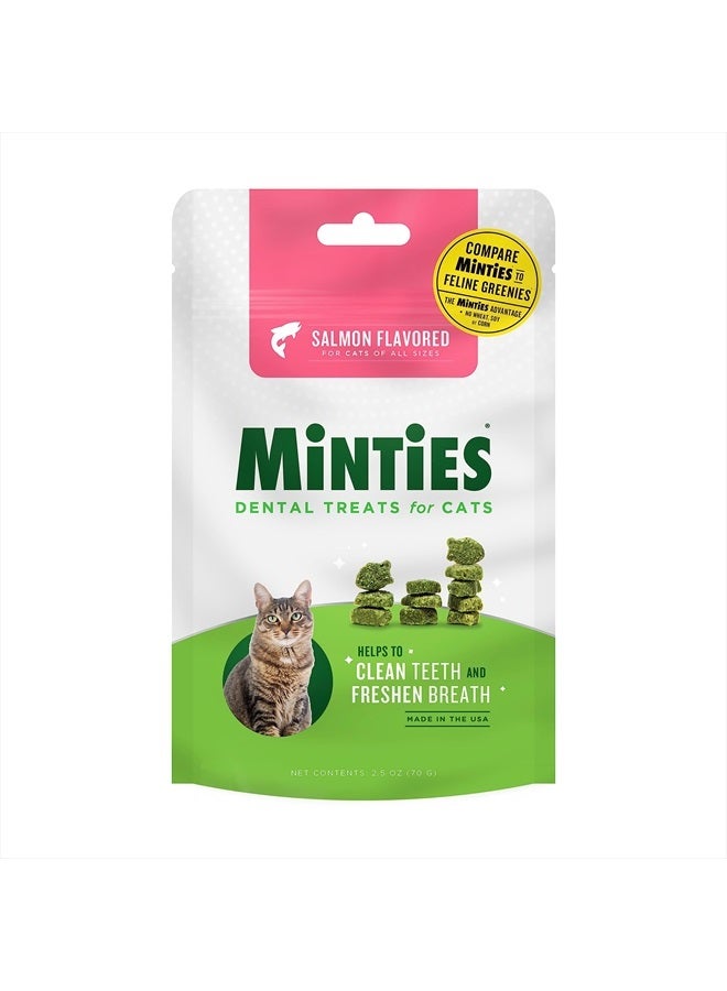 MiNTiES Dental Treats for Cats, Salmon Flavored Treats for Cats, Freshens Breath and Controls Tartar, 2.5oz - Image 1