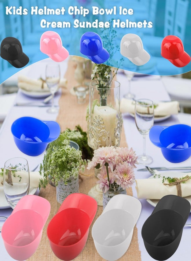 Drayear 20 Pack Baseball Helmet Ice Cream Snack Bowl 8 oz Mini Plastic Baseball Cap Chip Bowl for Family Gathering Birthday Ice Cream Party Supplies, 5 Colors - Image 5
