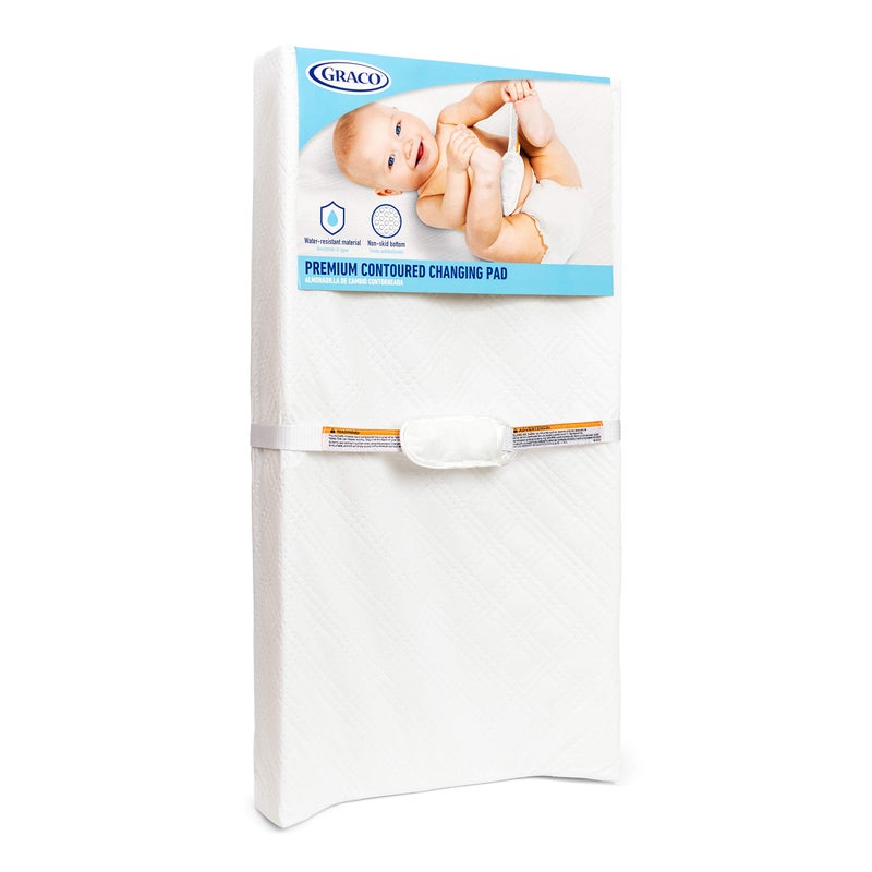 GRACO Graco Premium Contoured Changing Pad GREENGUARD Gold Certified WaterResistant UltraSoft Buckle Cover Contoured Baby Changing Pad Fits Most StandardSize Changing Toppers NonSkid Bottom 